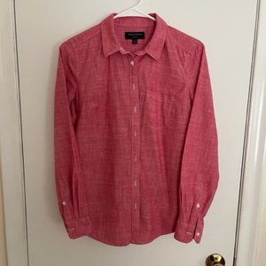 Banana Republic Women's Soft Wash Red Button Up Shirt, Small